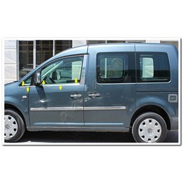 WOC Chrome VW Caddy Krom Cam Çıtası 2004-2014 4 Parça Paslanmaz Çelik