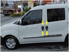 DB Chrome Fiat Doblo Kapı Kolu Nikelajı 2010-2023 4 Kapı 8 Parça P.Çelik