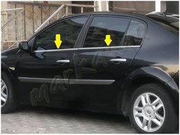 DB Chrome Renault Megane 2 Sedan Cam Çıtası Nikelajı 2004-2010 4 Parça P.Çelik
