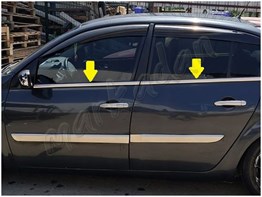 DB Chrome Renault Megane 2 Sedan Cam Çıtası Nikelajı 2004-2010 4 Parça P.Çelik