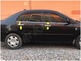 DB Chrome Toyota Corolla Kapı Kolu Nikelajı 2002-2007 4 Kapı P.Çelik