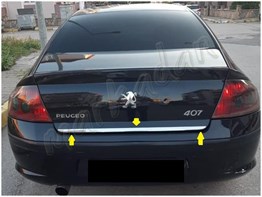 Markadan Peugeot 407 Krom Bagaj Alt Çıta 2004-2010 Paslanmaz Çelik