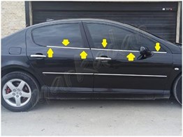 Markadan Peugeot 407 Krom Cam Çıtası 2004-2010 4 Parça Paslanmaz Çelik