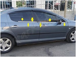 Markadan Peugeot 407 Krom Cam Çıtası 2004-2010 4 Parça Paslanmaz Çelik