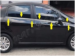 WOC Chrome Fiat Grande Punto Krom Cam Çıtası 2006-2017 6 Parça Paslanmaz Çelik