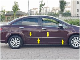 WOC Chrome Fiat Linea Krom Yan Kapı Çıtası 2006-2018 4 Parça Paslanmaz Çelik