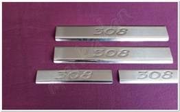 WOC Chrome Peugeot 308 Krom Kapı Eşiği Baskı 2007-2013 4 Parça Paslanmaz Çelik