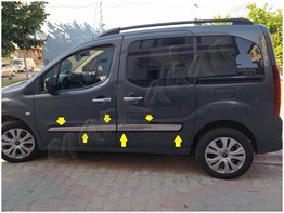 WOC Chrome Peugeot Partner Tepee Krom Yan Kapı Çıtası 2008-2018 4 Parça Paslanmaz Çelik