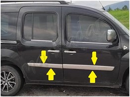 WOC Chrome Renault Kangoo Krom Yan Kapı Çıtası 2008-2020 4 Parça Paslanmaz Çelik