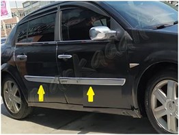 WOC Chrome Renault Megane 2 Sedan Krom Yan Kapı Çıtası 2004-2010 4 Parça Paslanmaz Çelik