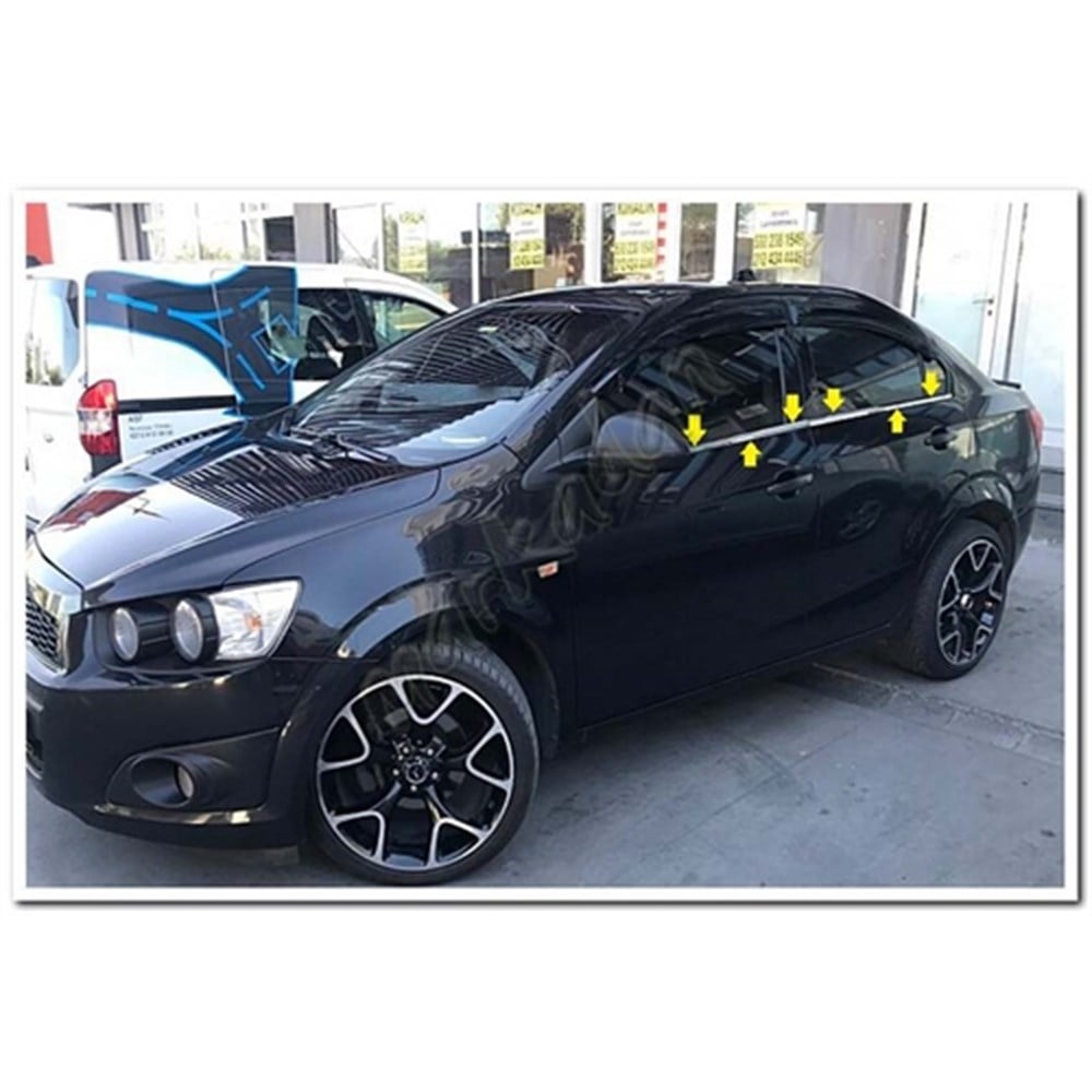 DB Chrome Chevrolet Aveo Sedan Cam Çıtası Nikelajı 2012-2020 4 Parça P.Çelik