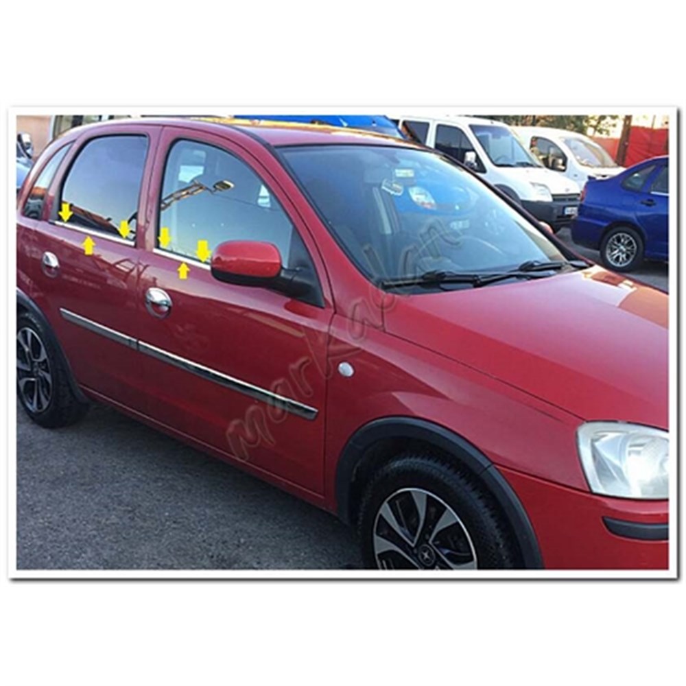 DB Chrome Opel Corsa C Cam Çıtası Nikelajı 2000-2006 4 Parça P.Çelik