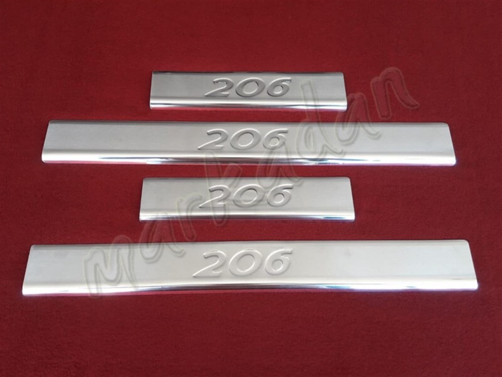 DB Chrome Peugeot 206 Krom Kapı Eşiği 1998-2012 4 Parça P.Çelik
