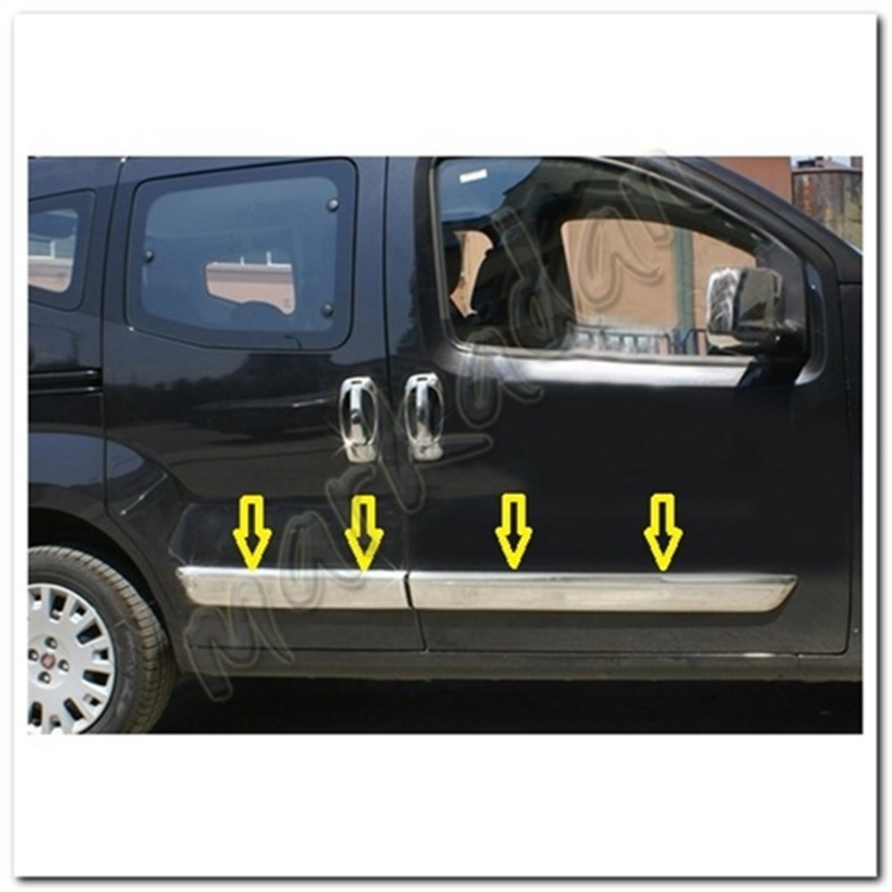 DB Chrome Peugeot Bipper Krom Yan Kapı Çıtası 2008 Sonrası 4 Parça P.Çelik