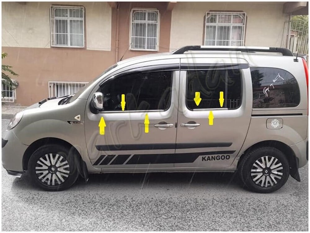 DB Chrome Renault Kangoo Cam Çıtası Nikelajı 2008 Sonrası 4 Parça P.Çelik