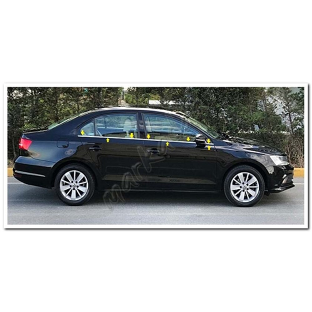 DB Chrome VW Jetta Cam Çıtası Nikelajı 2011-2017 6 Parça P.Çelik