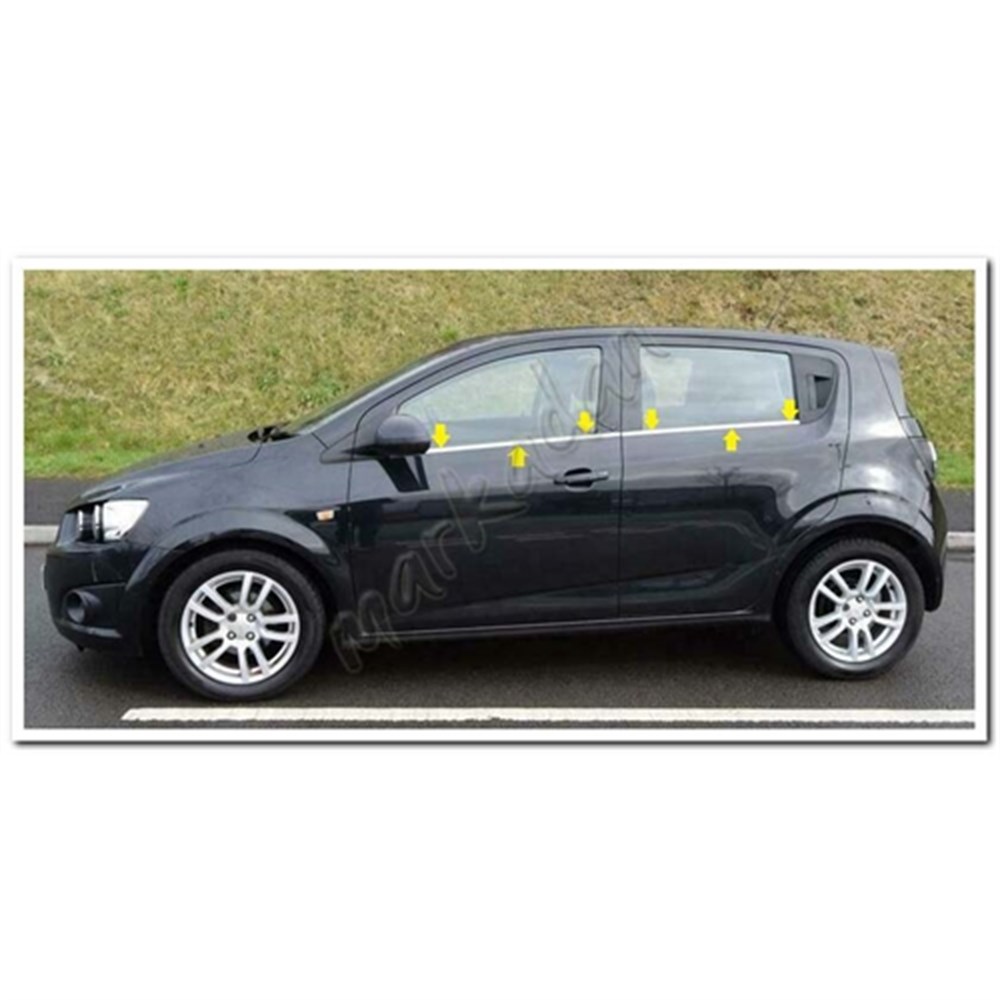 Markadan Chevrolet Aveo HB Krom Cam Çıtası 2012-2020 4 Parça Paslanmaz Çelik
