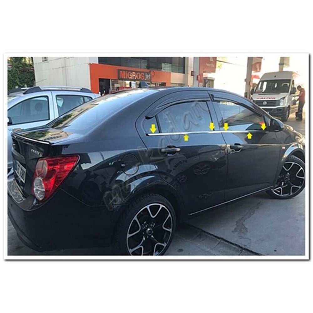 Markadan Chevrolet Aveo Sedan Krom Cam Çıtası 2012-2020 4 Parça Paslanmaz Çelik