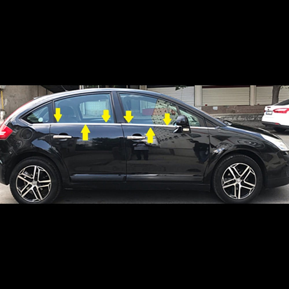 Markadan Citroen C4 HB Krom Cam Çıtası 2004-2010 8 Parça Paslanmaz Çelik