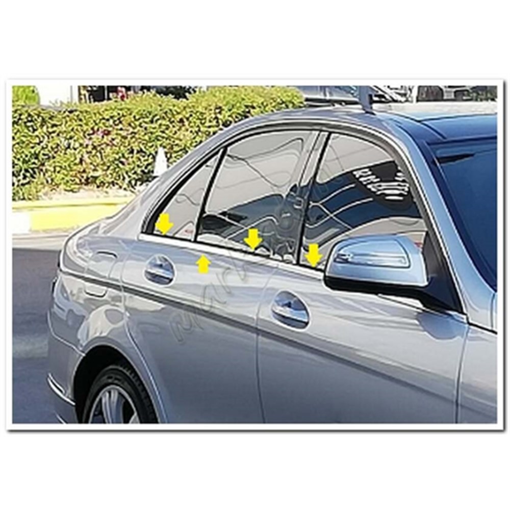 Markadan Mercedes C W203 Krom Cam Çıtası 2001-2007 4 Parça Paslanmaz Çelik