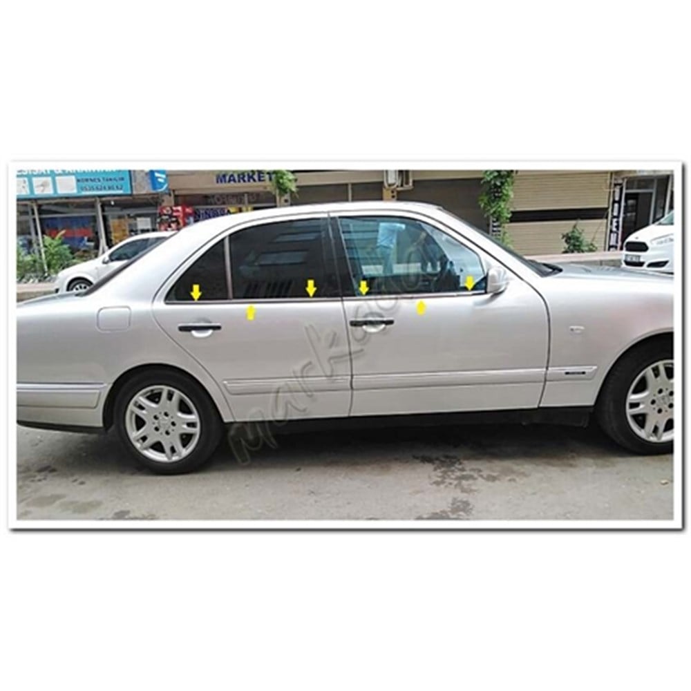 Markadan Mercedes E W210 Krom Cam Çıtası 1995-2001 4 Parça Paslanmaz Çelik