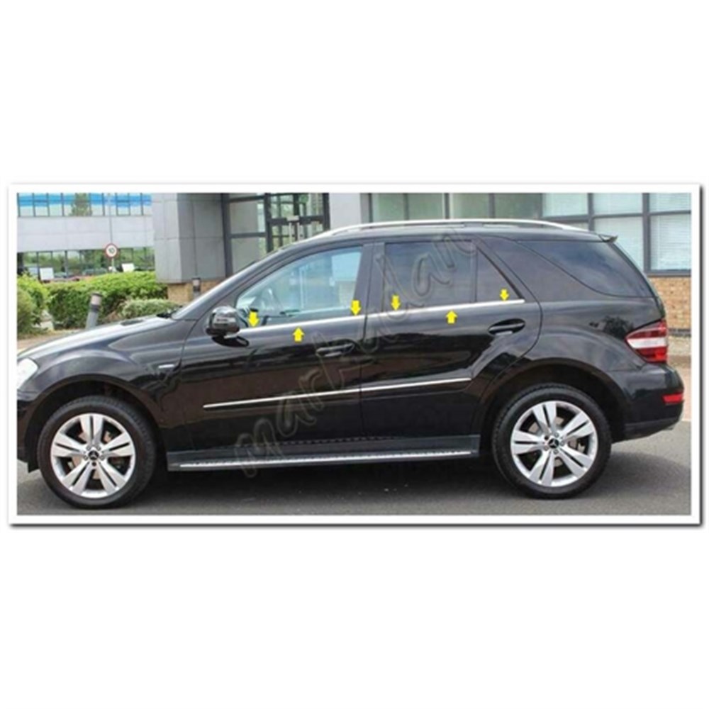 Markadan Mercedes ML Klasse W164 Krom Cam Çıtası 2006-2011 4 Parça Paslanmaz Çelik