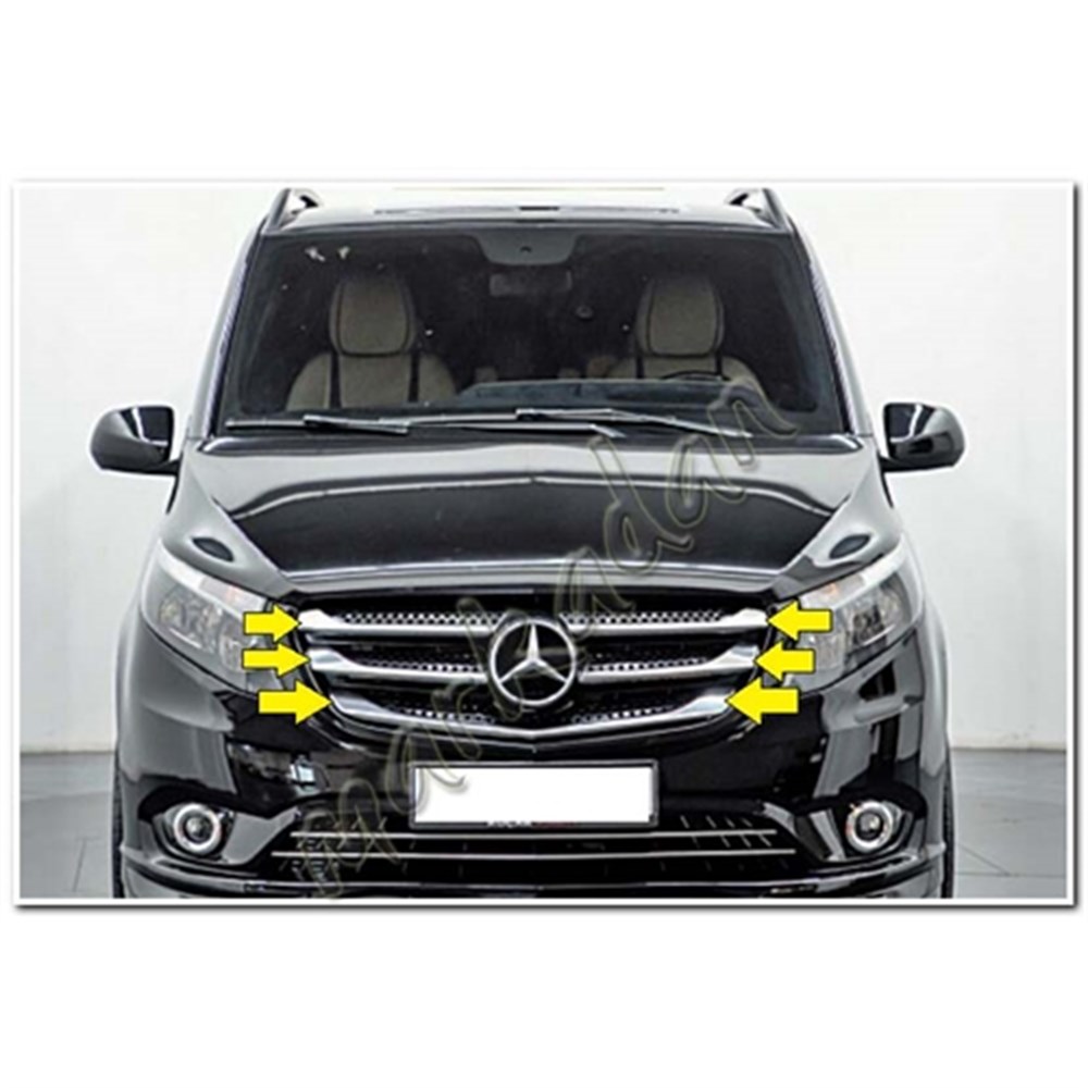 Markadan Mercedes Vito Krom Ön Panjur 2014 Sonrası 5 Parça Paslanmaz Çelik