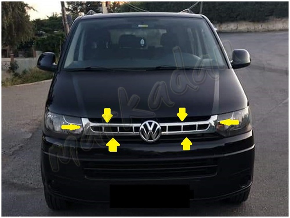 Markadan VW T5 Transporter Krom Ön Panjur 2010-2014 2 Parça Paslanmaz Çelik