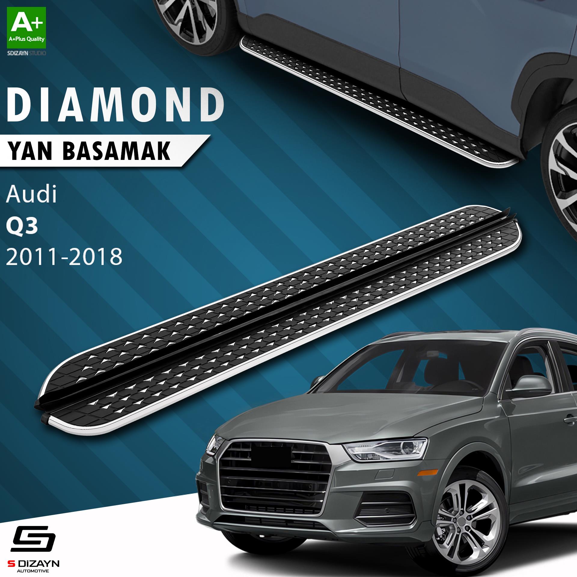 S-Dizayn Audi Q3 8U Diamond Krom Yan Basamak 173 Cm 2011-2018 A+ Kalite