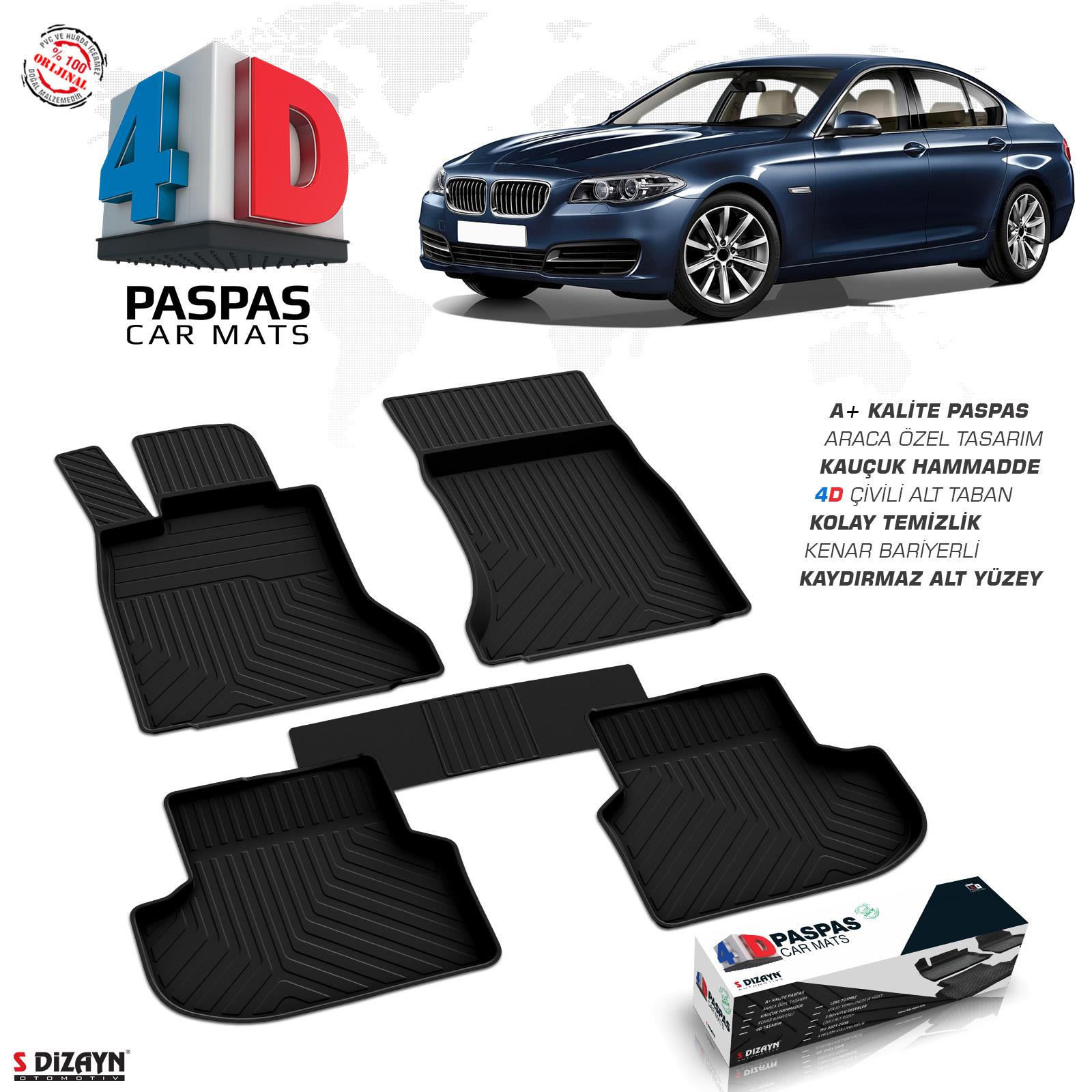 S-Dizayn Bmw 5 Serisi F10 Makyajlı 4D Havuzlu Paspas 2013-2016 A+Kalite