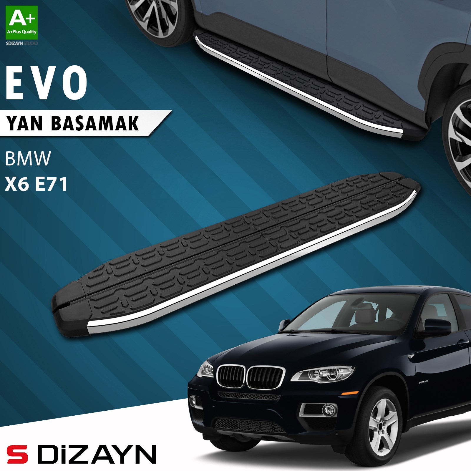 S-Dizayn Bmw X6 E71 Evo Krom Yan Basamak 193 Cm 2008-2014 A+ Kalite