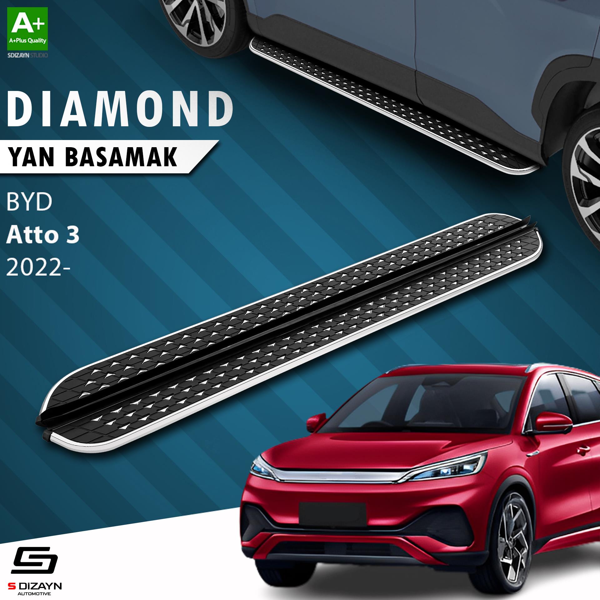 S-Dizayn BYD Atto 3 Diamond Krom Yan Basamak 183 Cm 2022 Üzeri