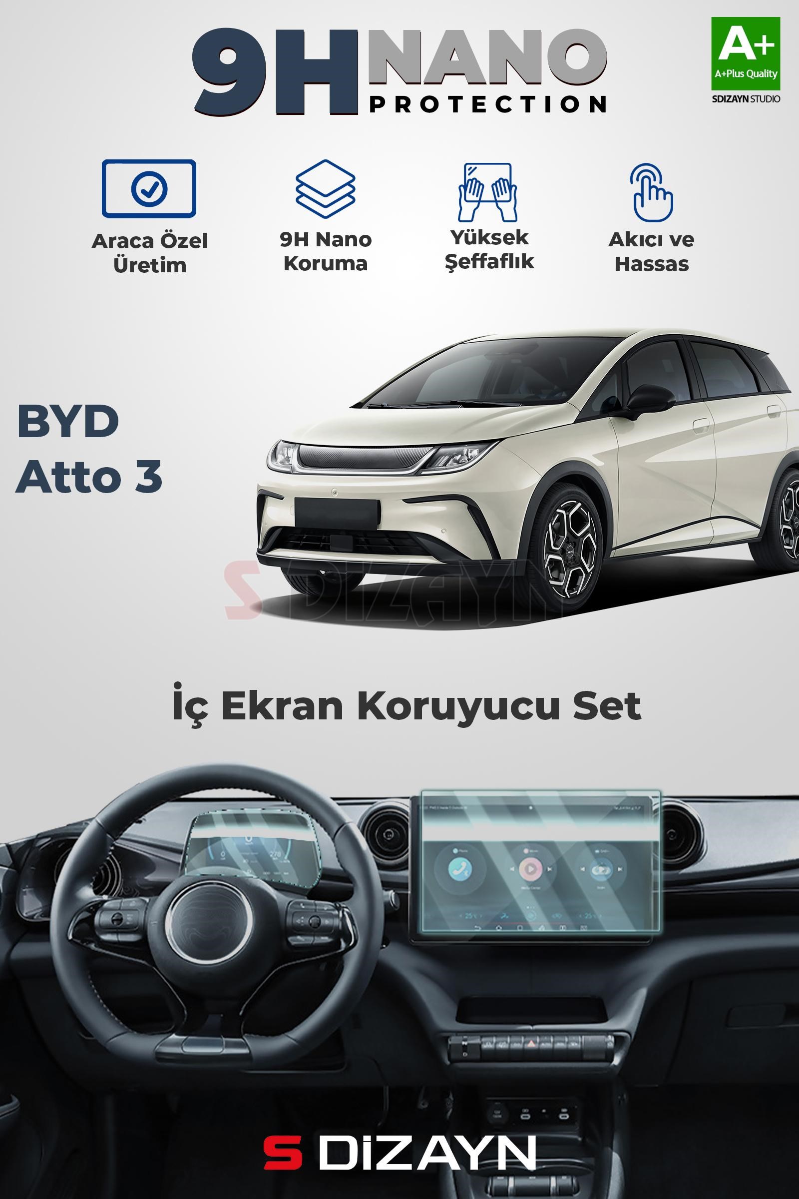 S-Dizayn BYD Dolphin 9H Nano Gösterge ve Multimedya Ekran Koruyucu (PARLAK) 2024 Üzeri A+ Kalite