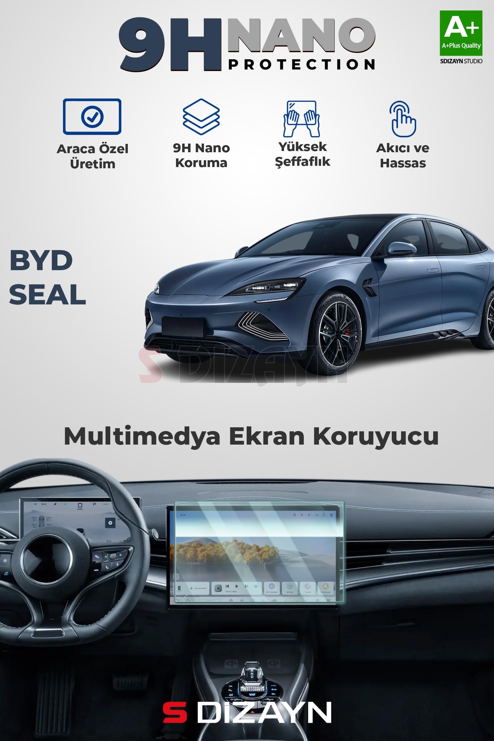S-Dizayn BYD Seal Awd 15.6 İnç 9H Nano Multimedya Ekran Koruyucu (PARLAK) 2024 Üzeri A+ Kalite