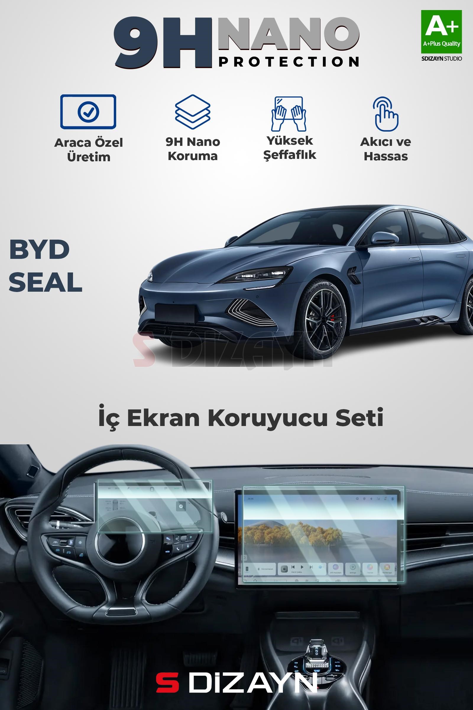 S-Dizayn BYD Seal Awd 9H Nano Gösterge ve Multimedya Ekran Koruyucu (PARLAK) 2024 Üzeri A+ Kalite
