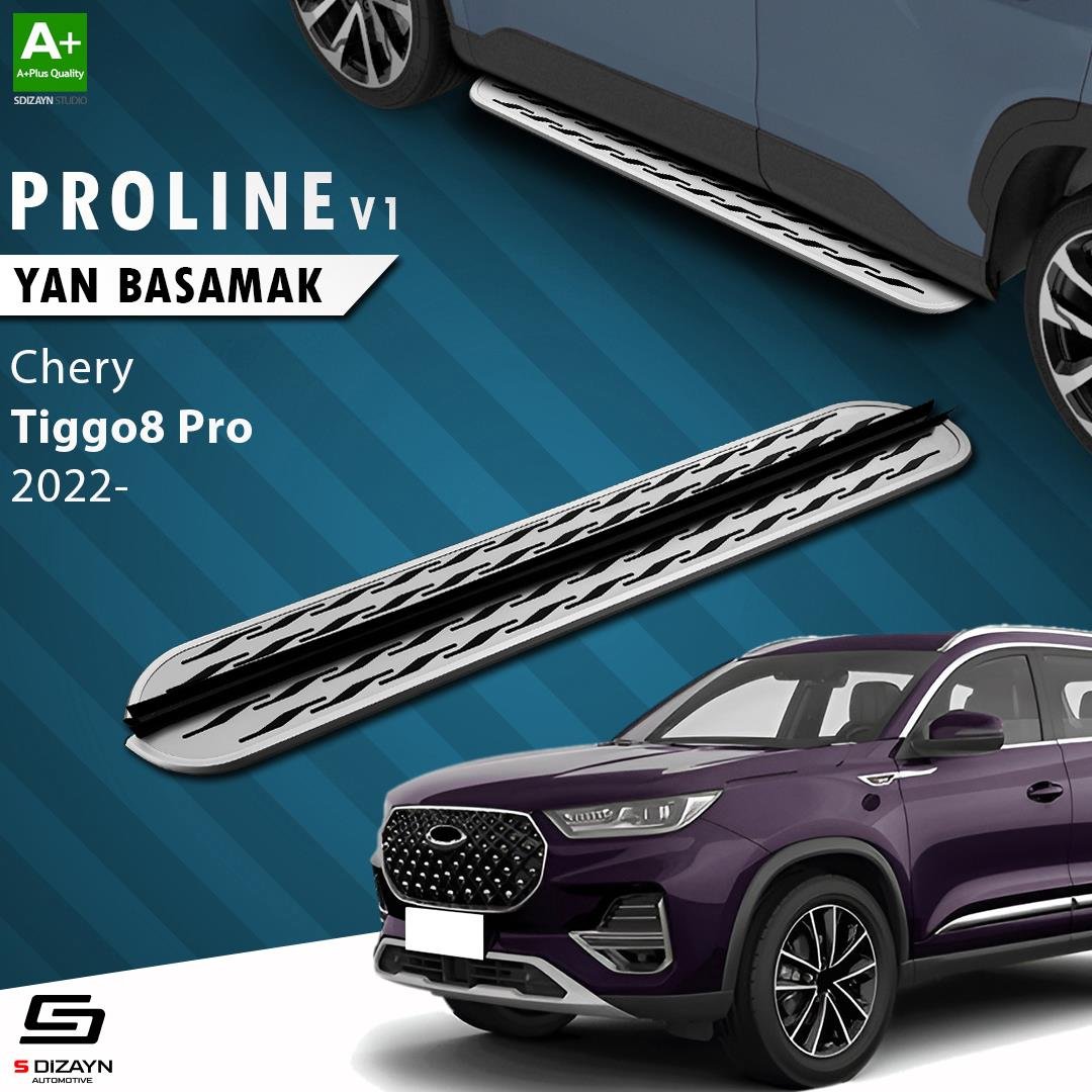 S-Dizayn Chery Tiggo8 Pro OEM Still Pro V2 Aluminyum Yan Basamak 183 Cm 2022 Üzeri A+ Kalite
