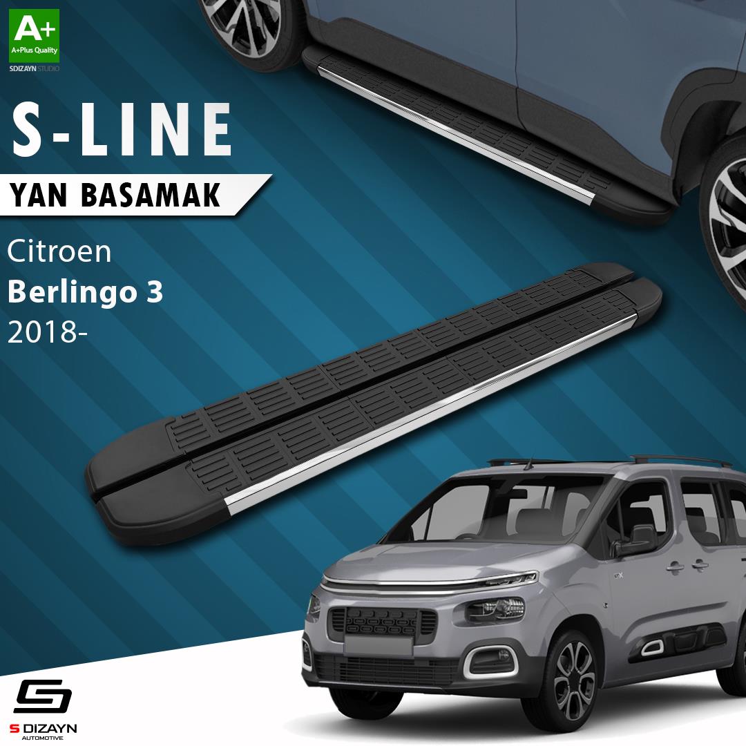 S-Dizayn Citroen Berlingo 3 Uzun Şase S-Line Krom Yan Basamak 213 Cm 2018 Üzeri A+ Kalite