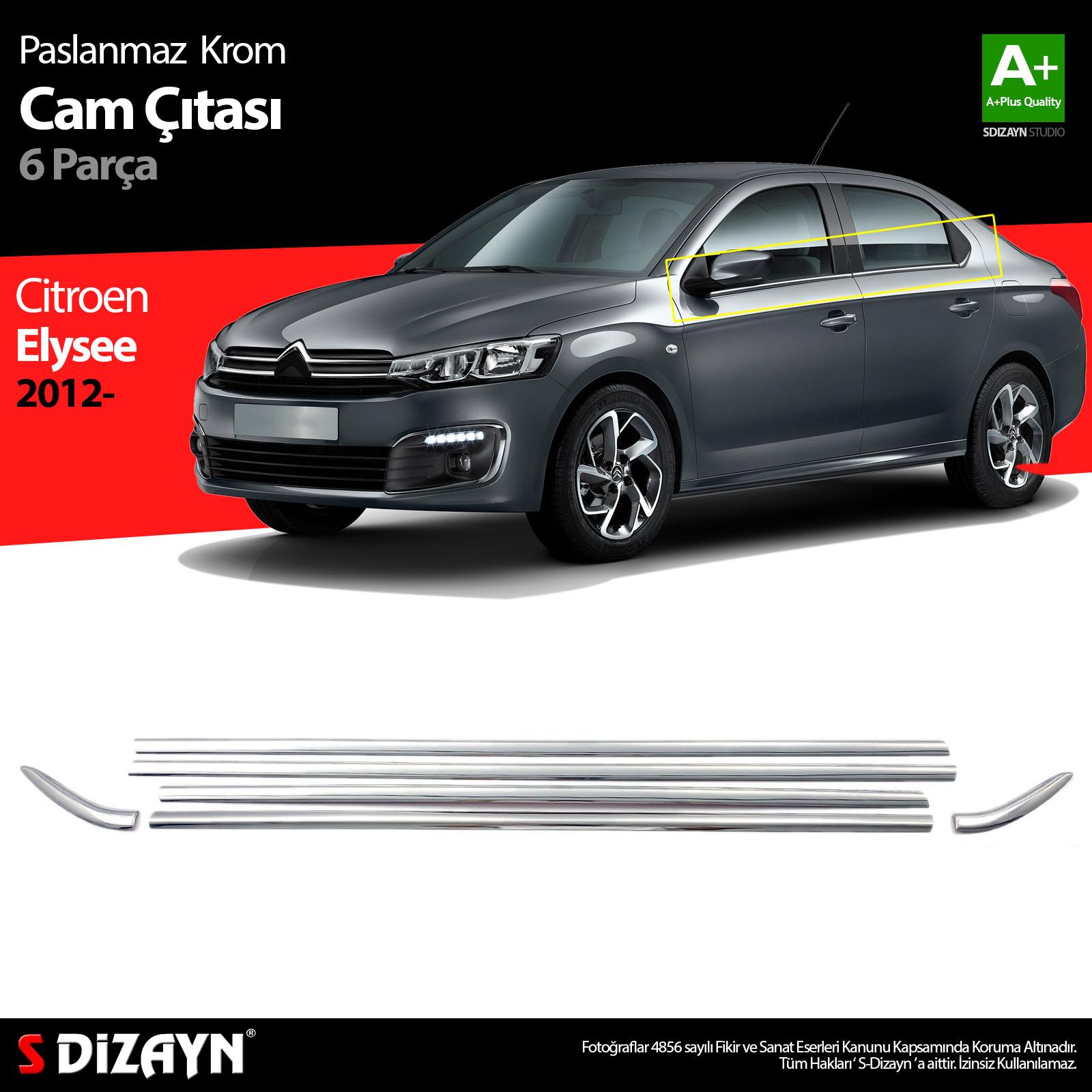 S-Dizayn Citroen C-Elysee Krom Cam Çıta 6 Prç 2013-2017