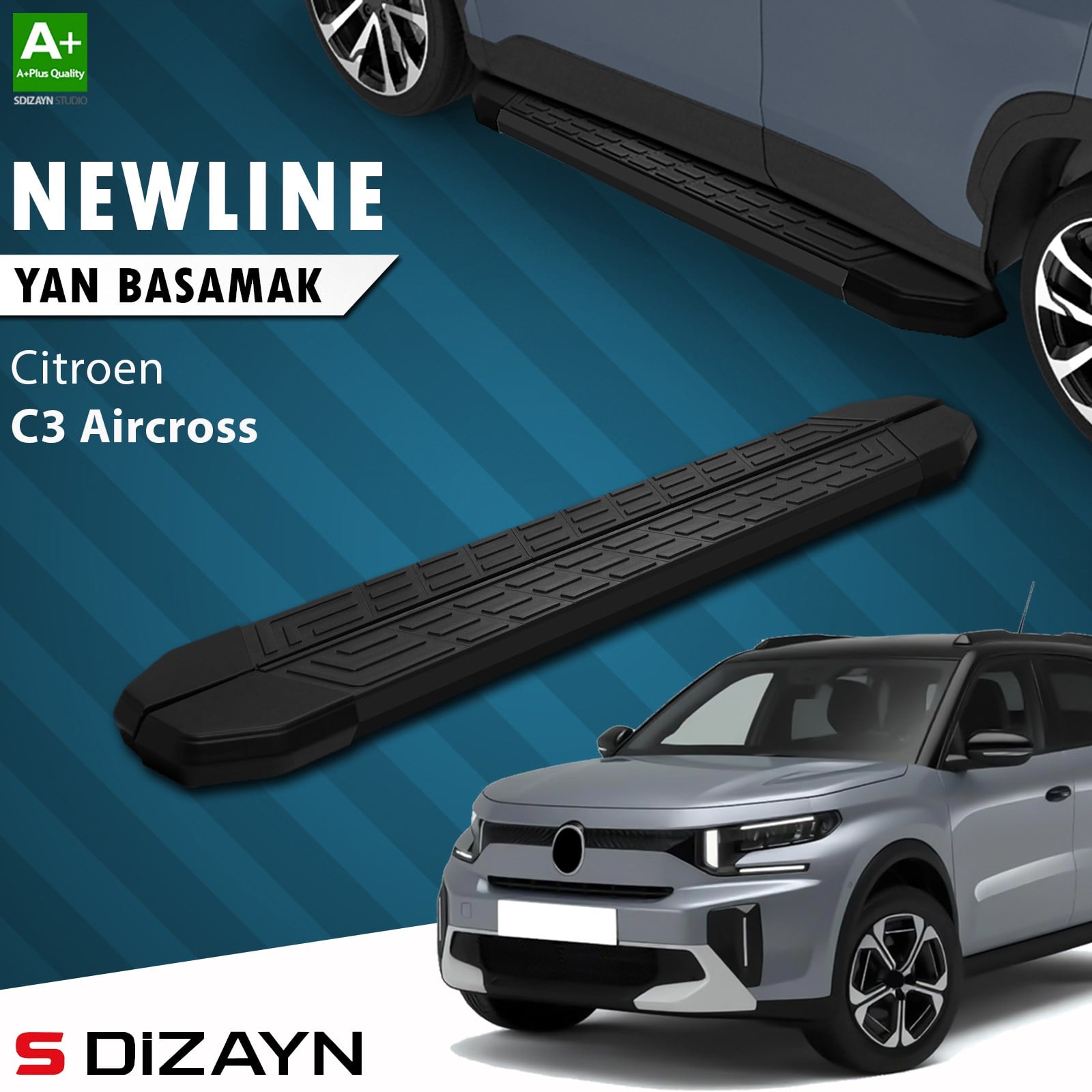 S-Dizayn Citroen C3 Aircross 2 NewLine Siyah Yan Basamak 183 Cm 2024 Üzeri A+ Kalite