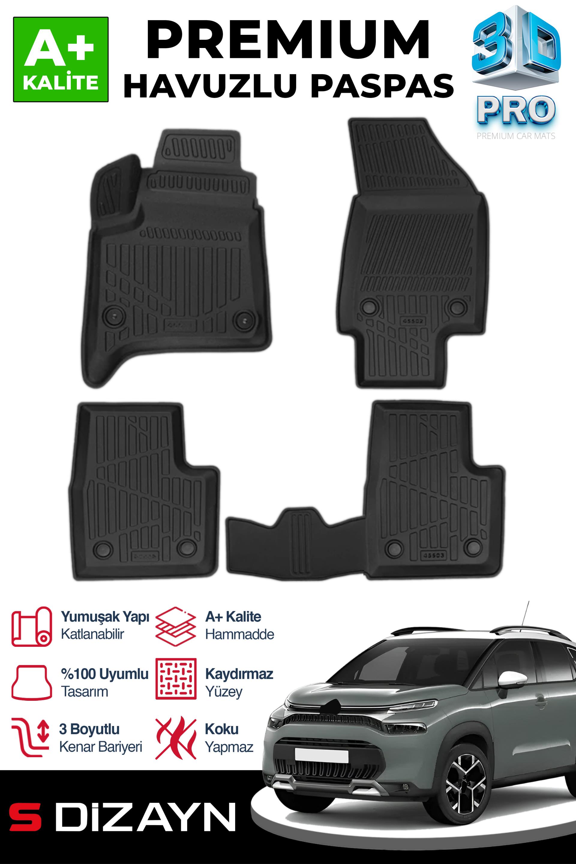 S-Dizayn Citroen C3 Aircross Benzinli 3D Pro Havuzlu Paspas 2025 Üzeri A+ Kalite