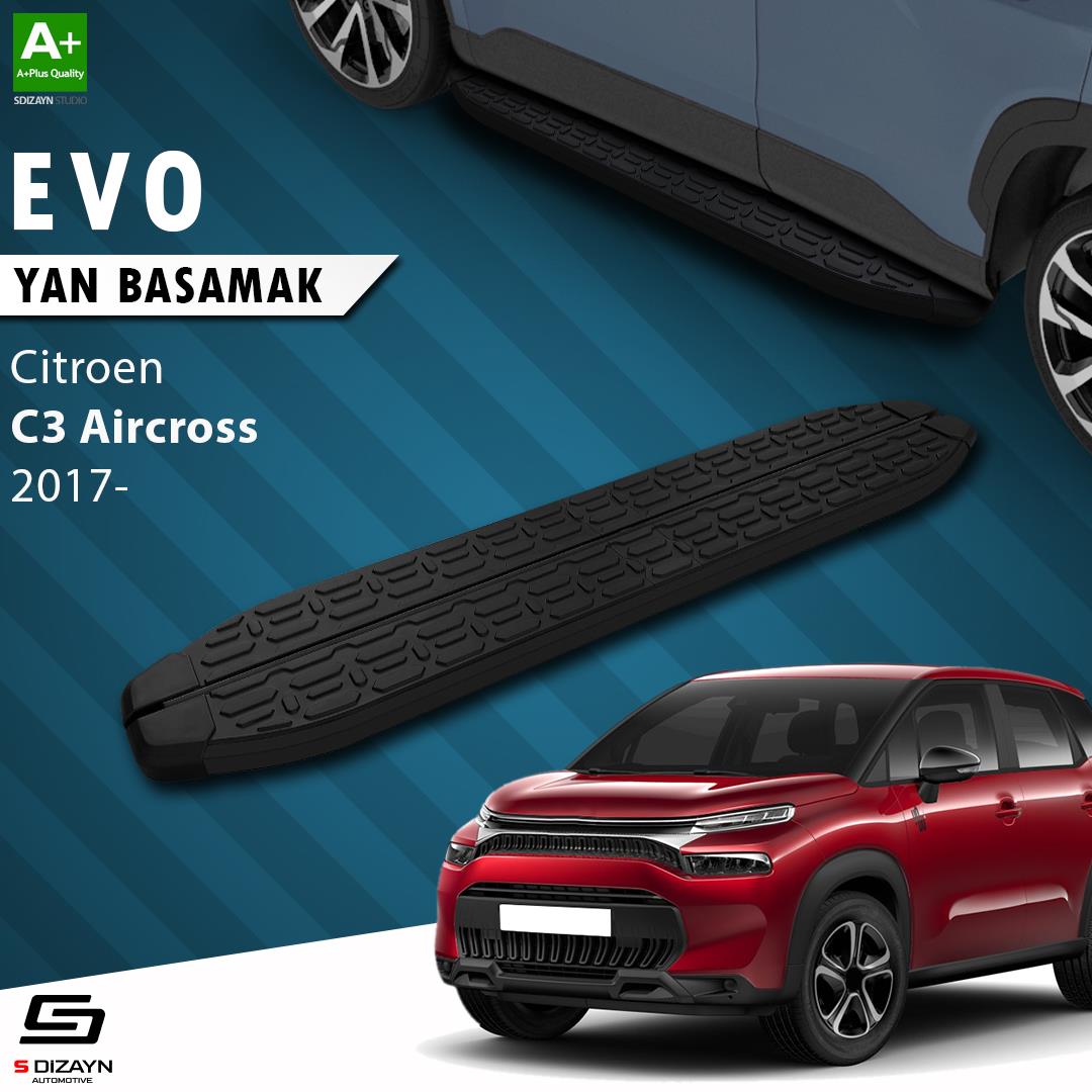 S-Dizayn Citroen C3 Aircross Evo Siyah Yan Basamak 183 Cm 2017 Üzeri A+ Kalite