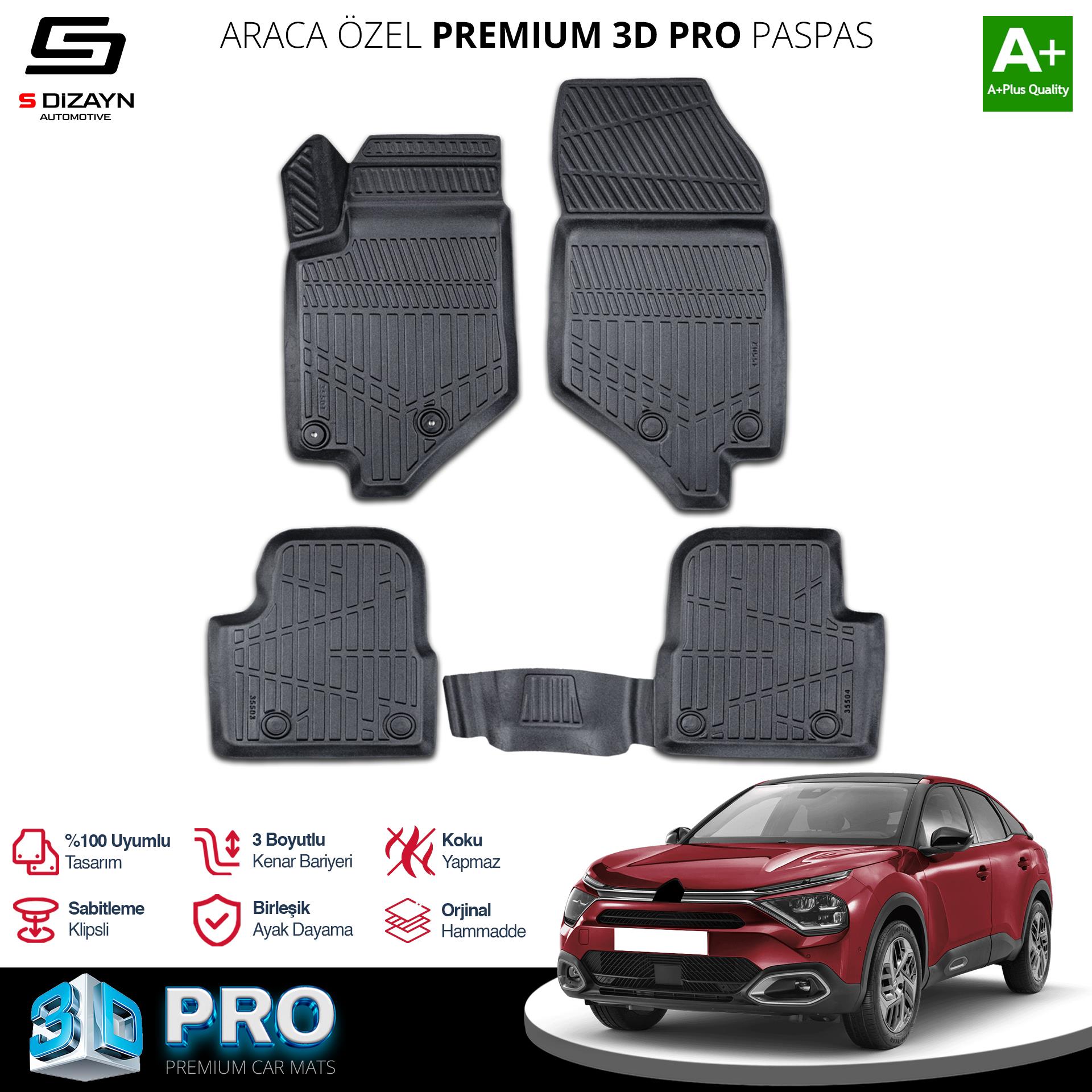 S-Dizayn Citroen C4 3D Pro Havuzlu Paspas 2021 Üzeri A+ Kalite