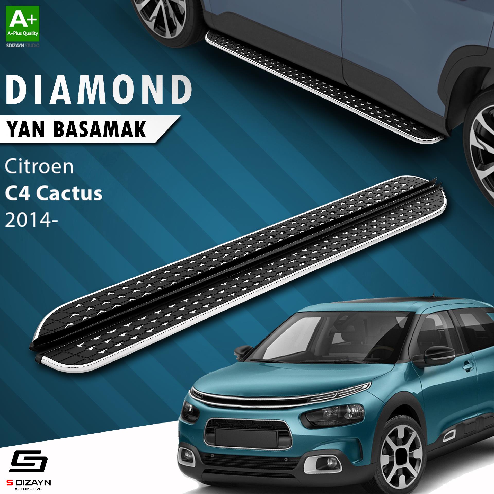 S-Dizayn Citroen C4 Cactus Diamond Krom Yan Basamak 183 Cm 2014 Üzeri A+ Kalite