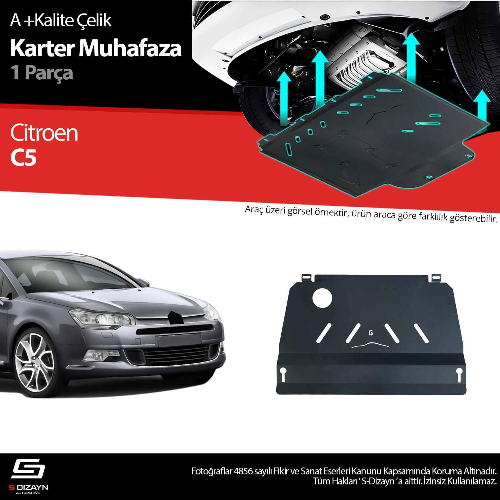S-Dizayn Citroen C5 1.6 Otomatik Ve Manuel Vites Çelik Karter Muhafaza Koruma 2008-2017 A+ Kalite