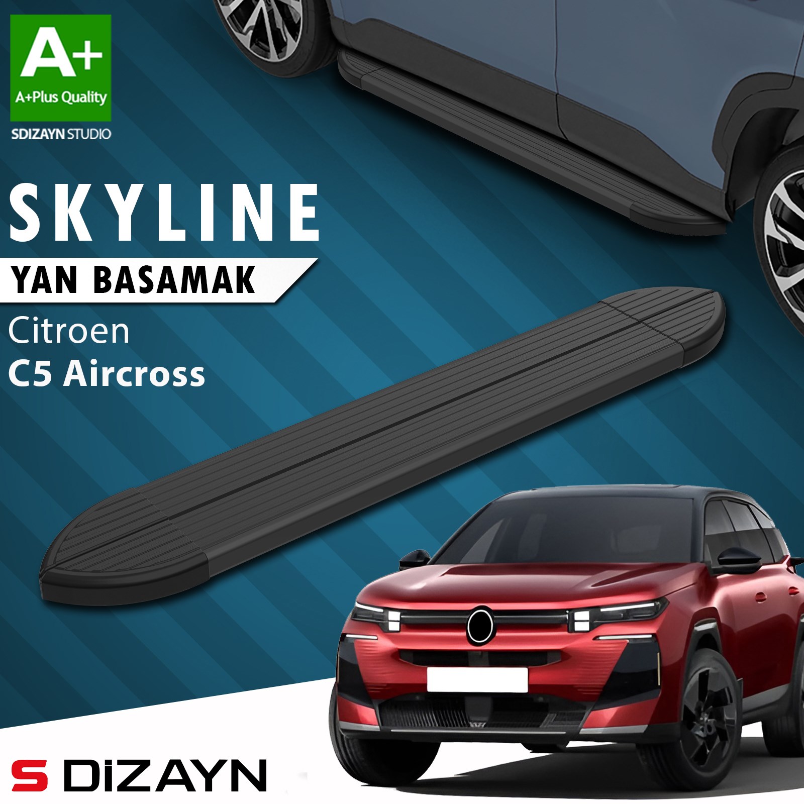 S-Dizayn Citroen E-C5 Aircross Elektrikli Skyline Siyah Yan Basamak 193 Cm 2024 Üzeri A+ Kalite