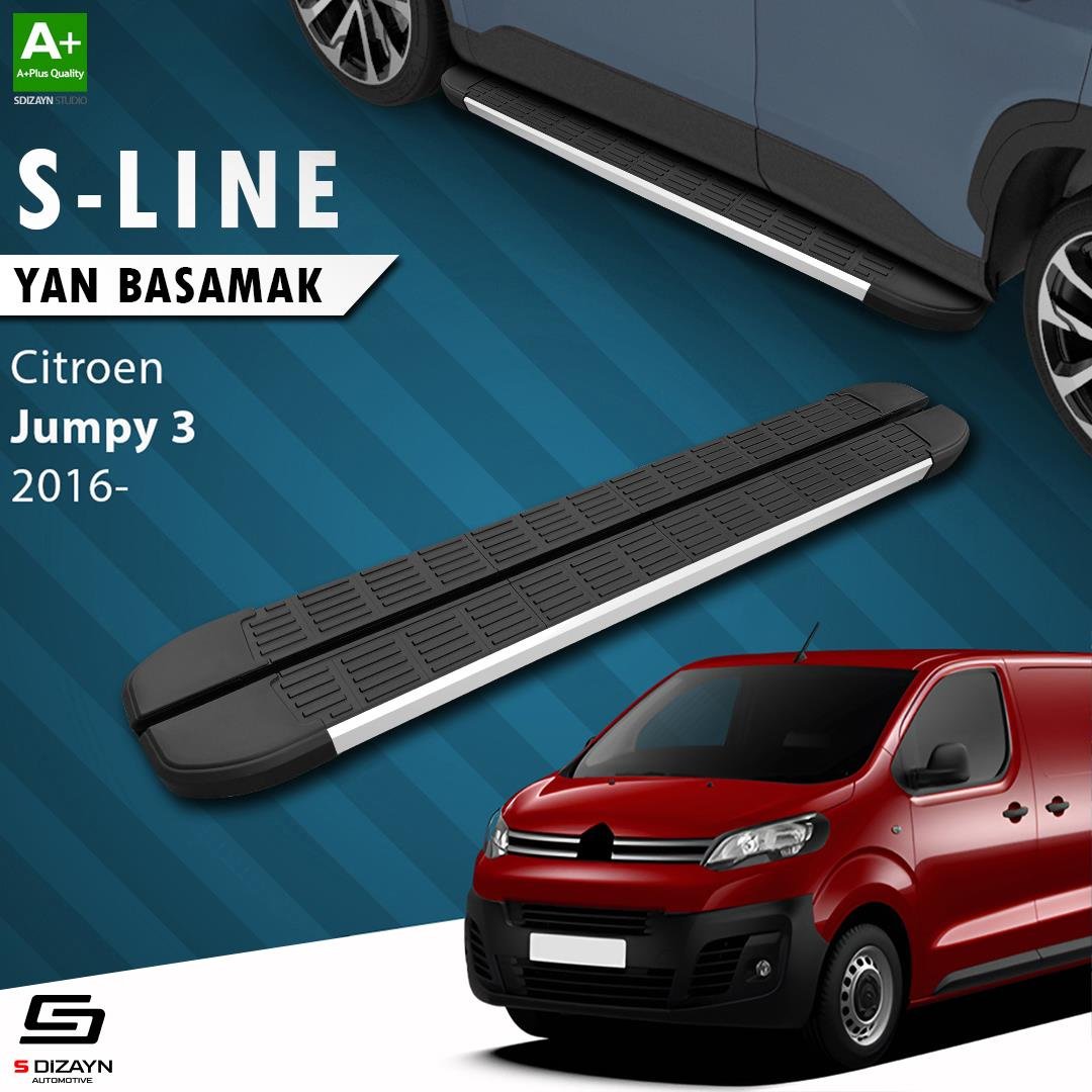S-Dizayn Citroen Jumpy 3 Kısa Şase S-Line Aluminyum Yan Basamak 213 Cm 2016 Üzeri A+ Kalite