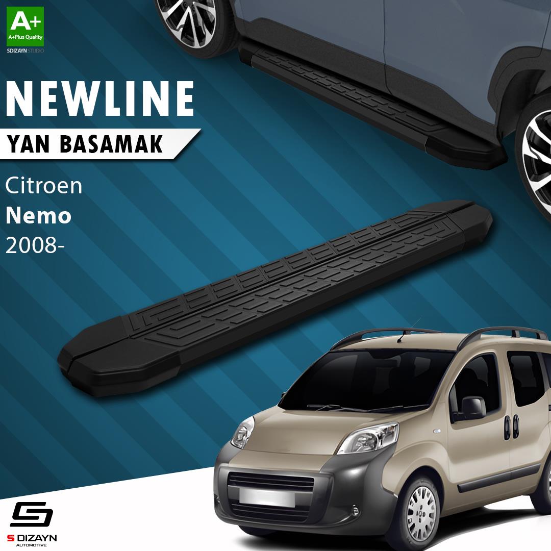 S-Dizayn Citroen Nemo NewLine Siyah Yan Basamak 173 Cm 2008-2017 A+ Kalite