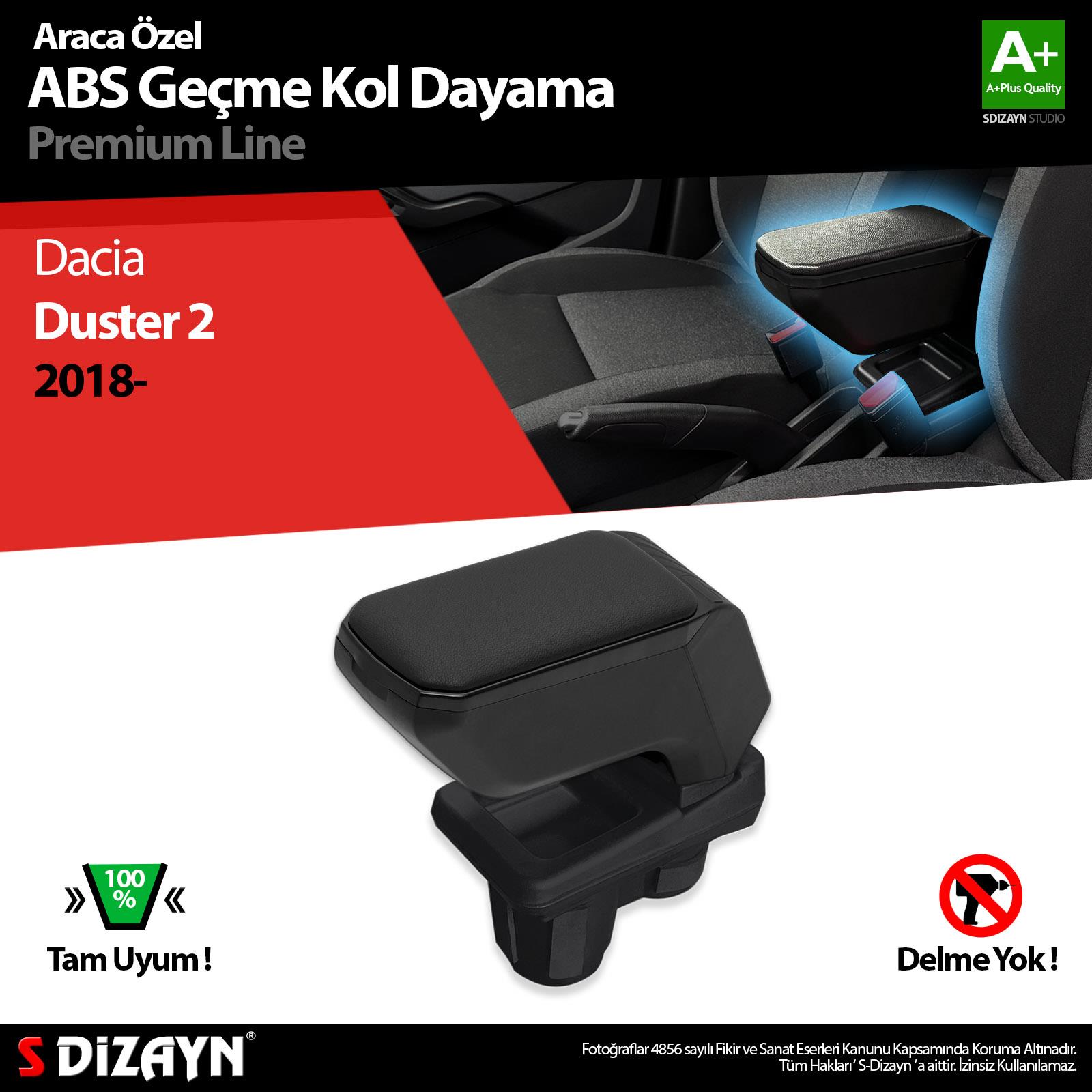 S-Dizayn Dacia Duster 2 Kol Dayama Kolçak Geçmeli ABS Siyah 2018-2023