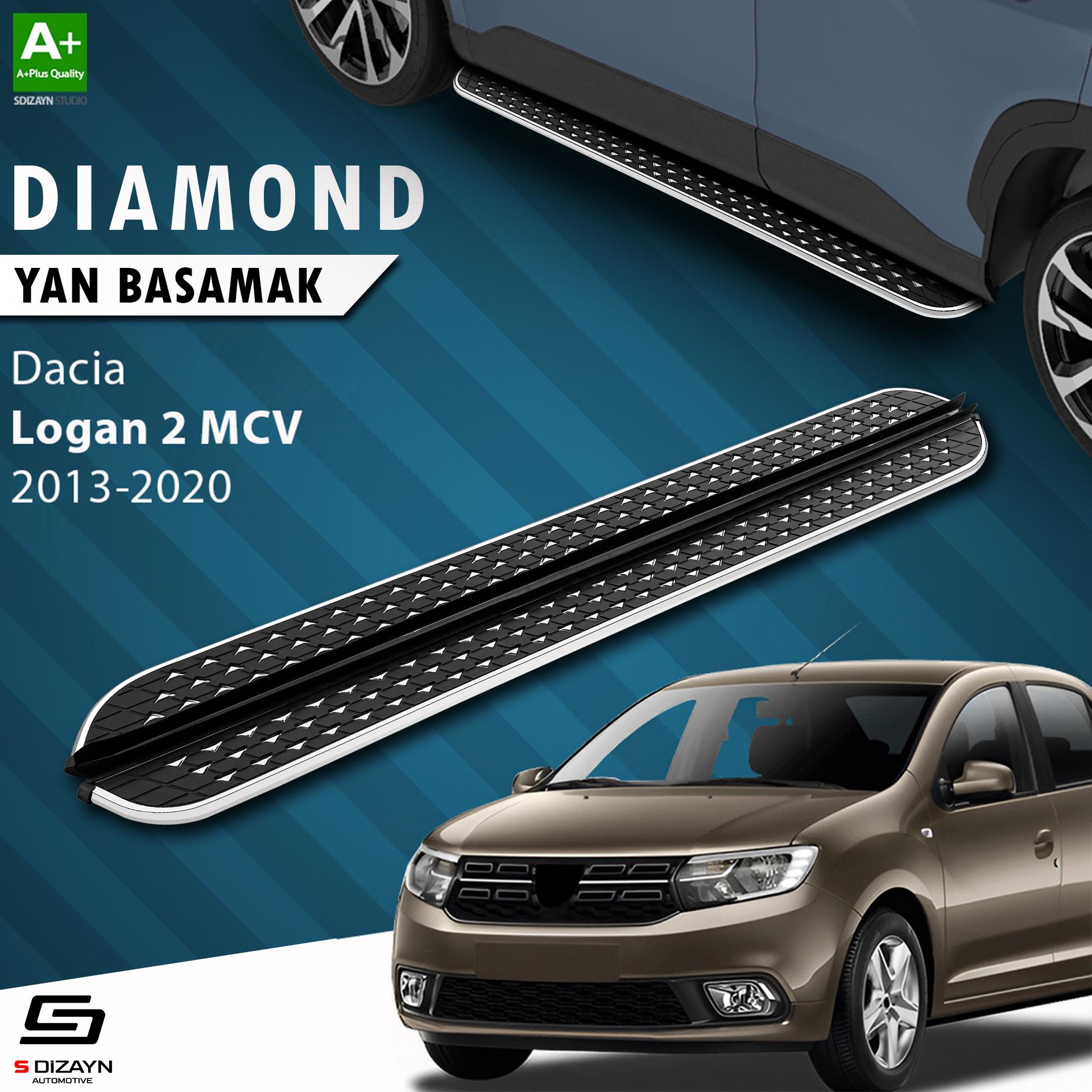 S-Dizayn Dacia Logan 2 MCV Diamond Krom Yan Basamak 183 Cm 2013-2020 A+ Kalite