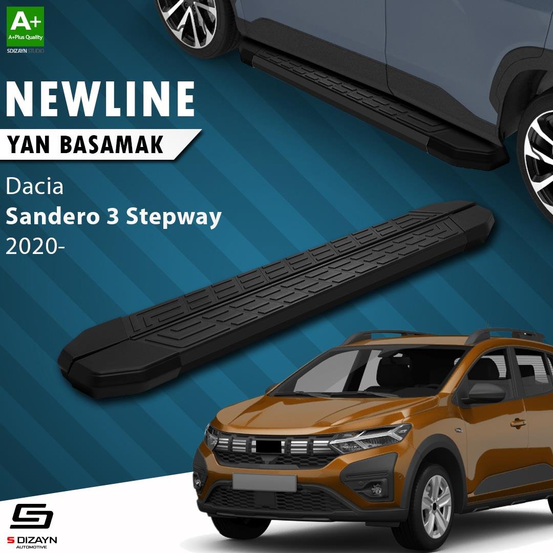 S-Dizayn Dacia Sandero 3 Stepway NewLine Siyah Yan Basamak 183 Cm 2020 Üzeri A+ Kalite